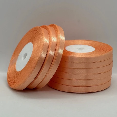 Стрічка атласна 0.6 см (10*36 ярдів), 124 темний персиковий