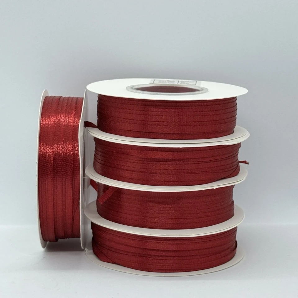 Стрічка атласна 0.3 см (5*100 ярдів), 48 вишневий