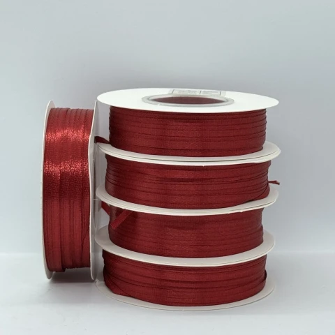 Стрічка атласна 0.3 см (5*100 ярдів), 48 вишневий