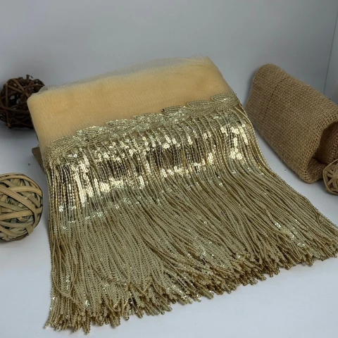 Бахрома танцювальна з паєткою 20 см (10 ярдів/9,14 м.), 5 світлий жовтий