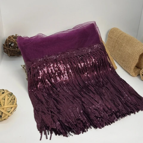 Бахрома танцювальна з паєткою 20 см (10 ярдів/9,14 м.), 35 баклажан