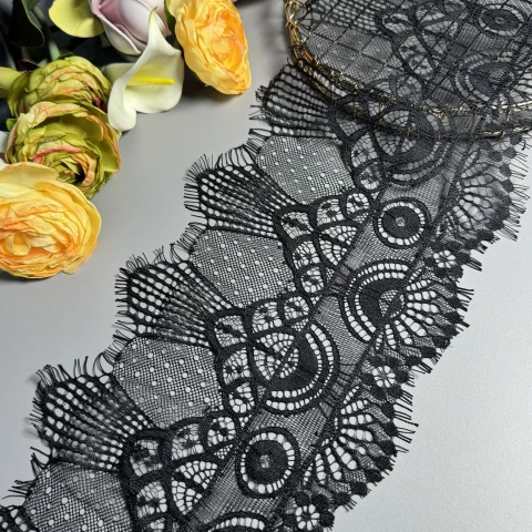 Мереживо французьке J73099 19 см. (10*3 м.), чорний