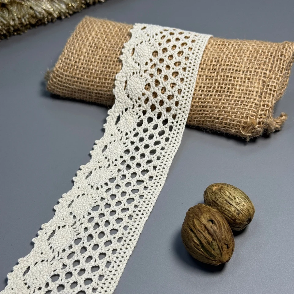 Мереживо макраме 8577 6 см (100 ярдів/91,4 м.), бежевий