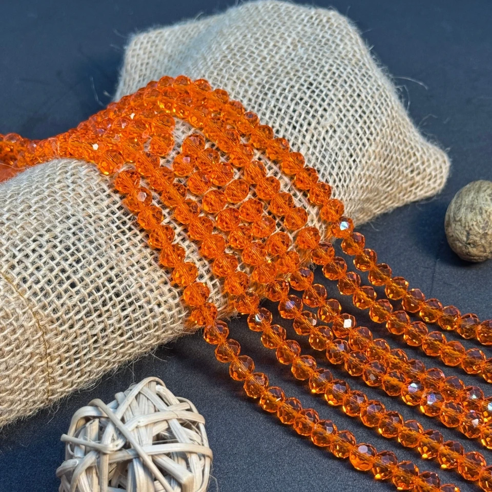 Хрусталь на нитці 8 мм (10*63 шт.), М131 помаранчевий