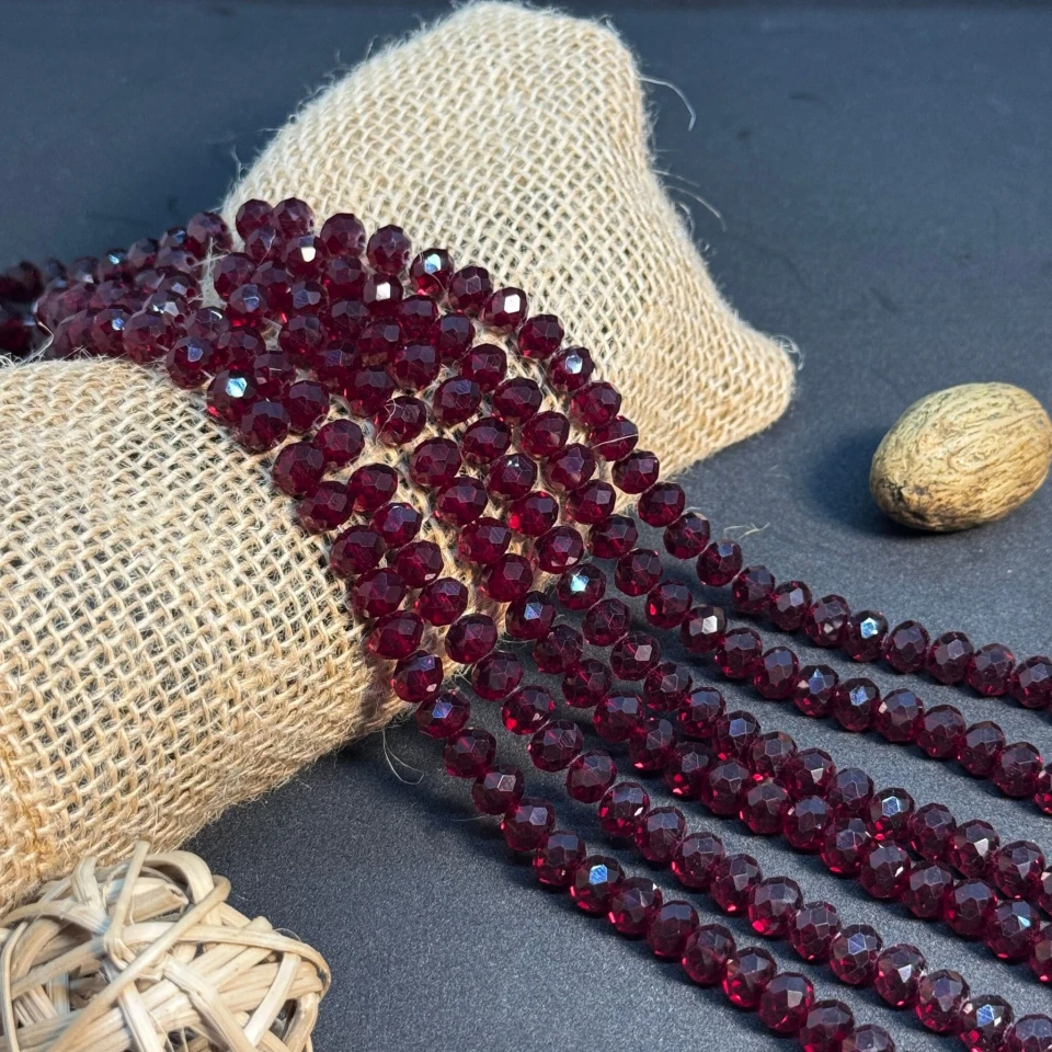 Хрусталь на нитці 8 мм (10*63 шт.), М132 темний бордовий