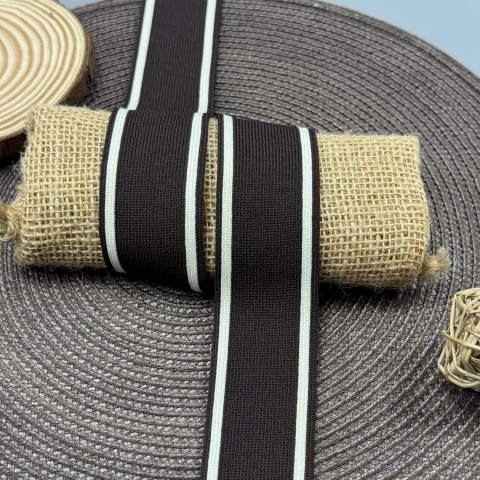 Лампас трикотажний 4 см (40 м), білий+коричневий