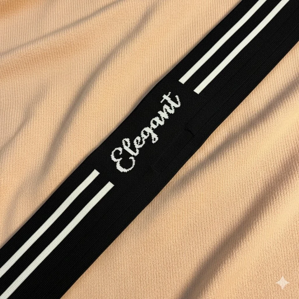 Пояс трикотажний довяз ELEGANT (8.5 см*90 см), чорний+білий